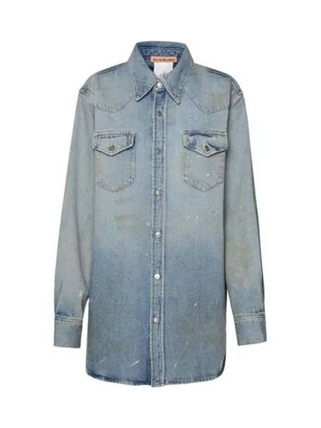 Relaxed Fit Denim Long Sleeve Shirt Light Blue - ACNE STUDIOS - BALAAN 2