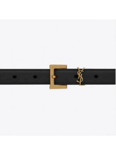 Monogram Square Leather Belt Black - SAINT LAURENT - BALAAN 2