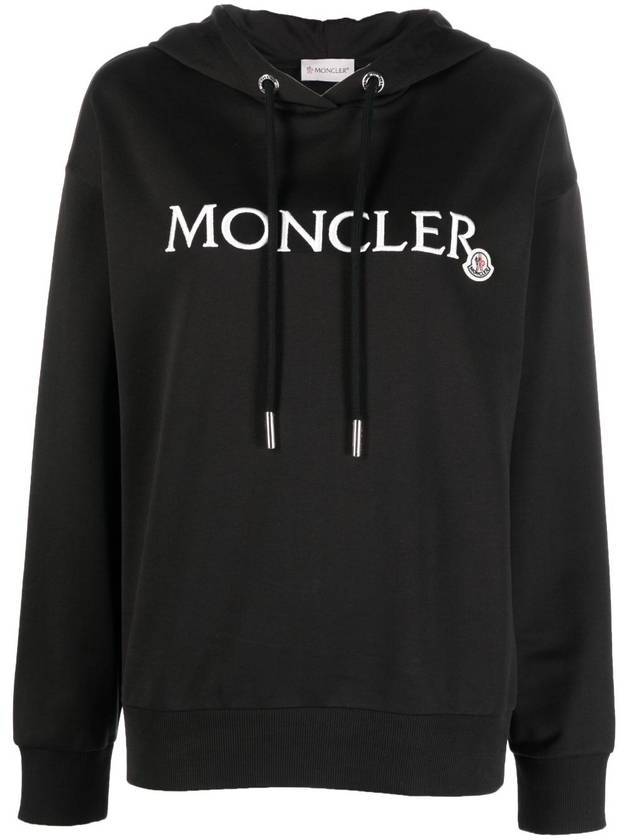 Embroidered logo hooded top black - MONCLER - BALAAN 1