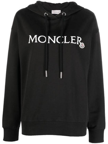 Embroidered logo hooded top black - MONCLER - BALAAN 1