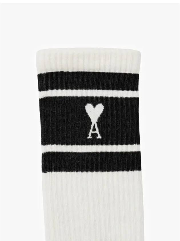 ADC Stripe Heart Logo Socks White - AMI - BALAAN 4