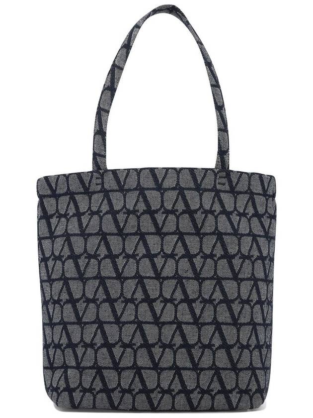 Men's Denim Toilet Iconographe Tote Bag Navy - VALENTINO - BALAAN 4