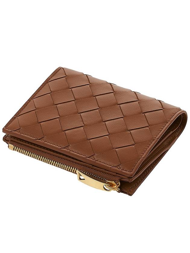 Intrecciato Small Leather Half Wallet Wood - BOTTEGA VENETA - BALAAN 5