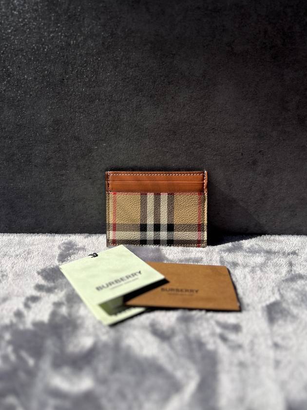 Check Print Leather Card Holder Beige - BURBERRY - BALAAN 8