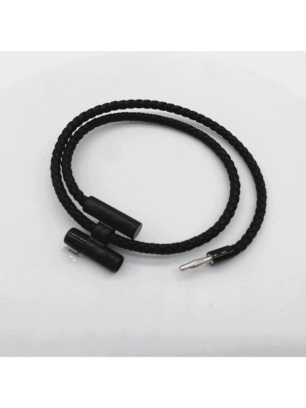 Tournis Tresse Leather Bracelet Noir - HERMES - BALAAN 4