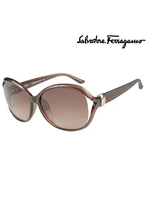 Eyewear Oval Sunglasses Brown - SALVATORE FERRAGAMO - BALAAN 3