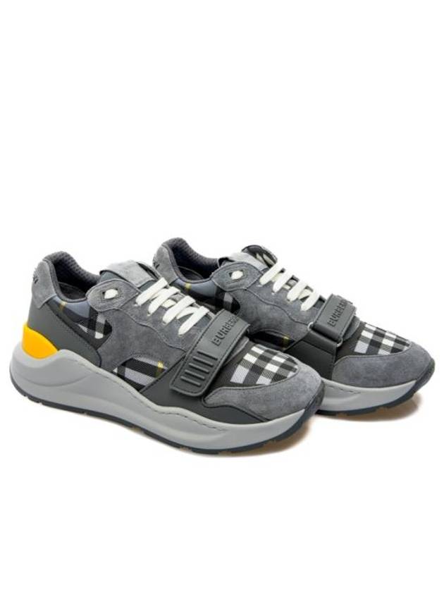 Check Suede Low Top Sneakers Grey - BURBERRY - BALAAN 3