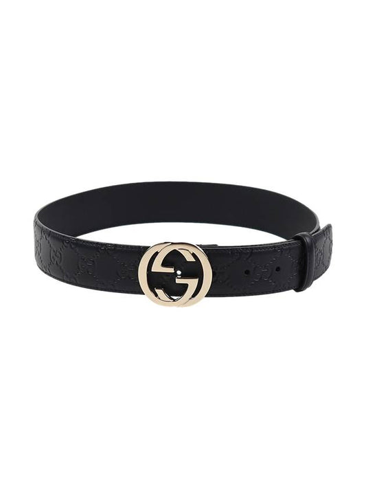 Interlocking G Buckle Leather Belt Black - GUCCI - BALAAN 2