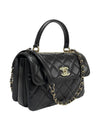 Gold Plated CC Top Handle Flap Small Tote Bag Black - CHANEL - BALAAN 4