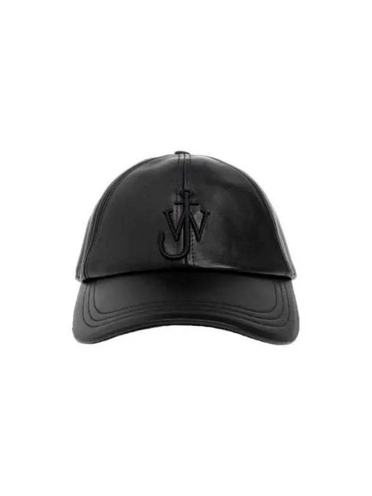 Embroidered Logo Leather Baseball Cap Black - JW ANDERSON - BALAAN 2