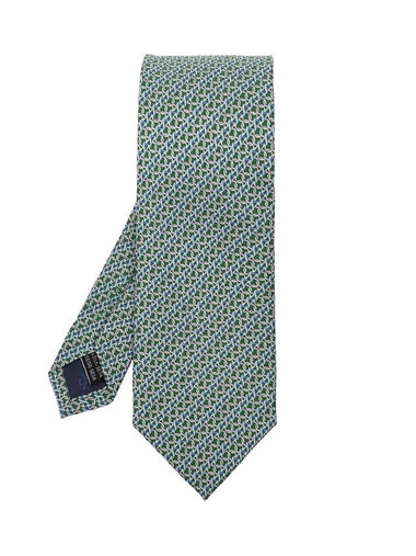 Men's Gancini Logo Silk Tie Green - SALVATORE FERRAGAMO - BALAAN 1