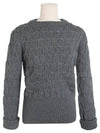 Merino Crisscross Cable Stitch Crewneck Knit Top Grey - THOM BROWNE - BALAAN 2