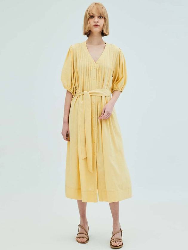 LINEN PLEATED DRESS YELLOW - OPENING SUNSHINE - BALAAN 1