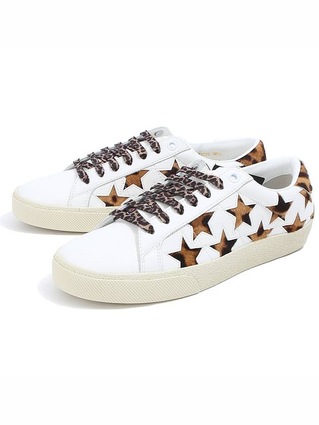 Star Patch Low Top Sneakers Black White - SAINT LAURENT - BALAAN 2