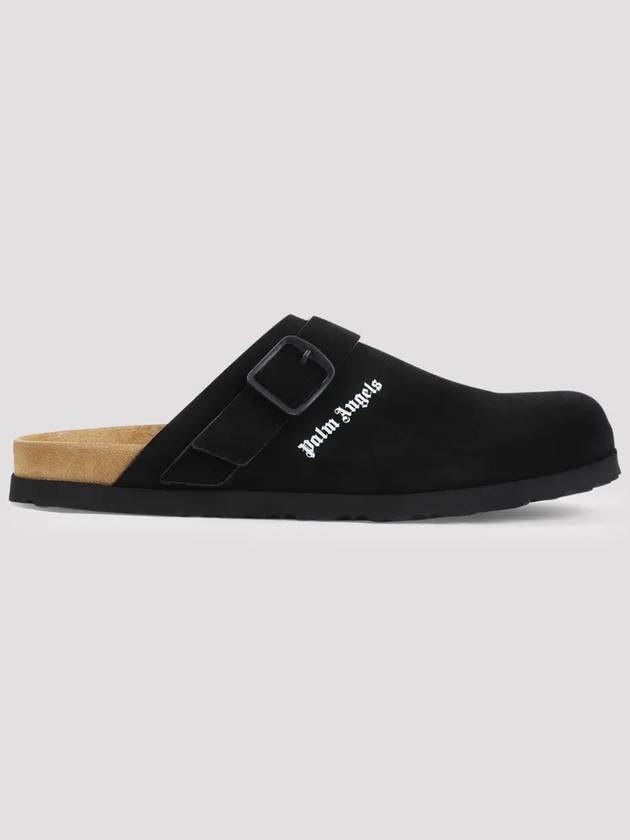 Logo Calf Leather Mule Black - PALM ANGELS - BALAAN 3