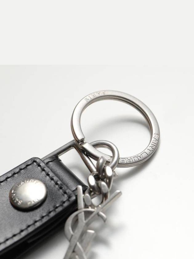 Monogram Leather Key Holder Black Silver - SAINT LAURENT - BALAAN 5