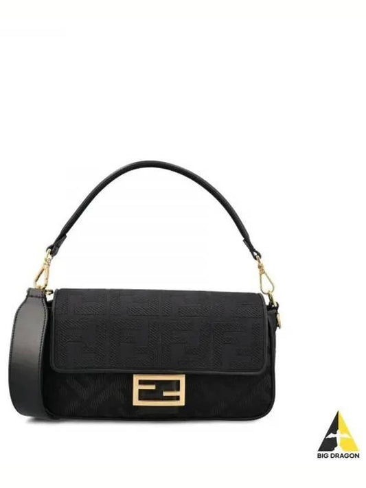 FF Canvas Baguette Shoulder Bag Black - FENDI - BALAAN 2