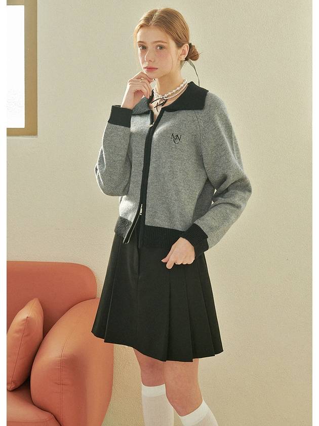 Pudding wool collar knit zipup gray - MICANE - BALAAN 1