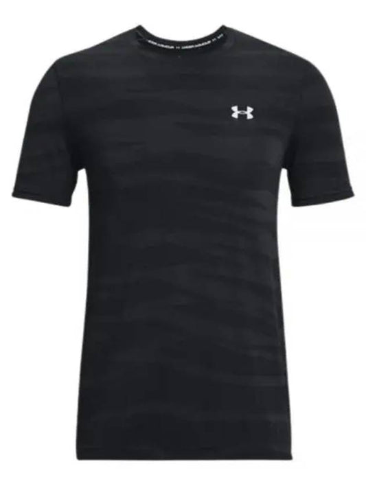 Men's Seamless Wave Short Sleeved T-Shirt Black - UNDER ARMOUR - BALAAN 2