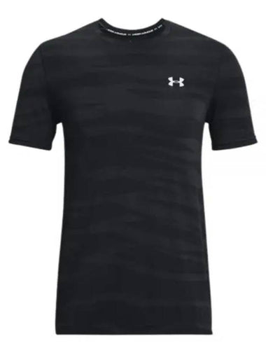 Men's Seamless Wave Short Sleeved T-Shirt Black - UNDER ARMOUR - BALAAN 1