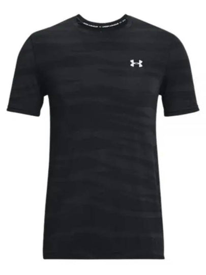 Men's Seamless Wave Short Sleeved T-Shirt Black - UNDER ARMOUR - BALAAN 2