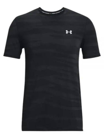 Men's Seamless Wave Short Sleeved T-Shirt Black - UNDER ARMOUR - BALAAN 1