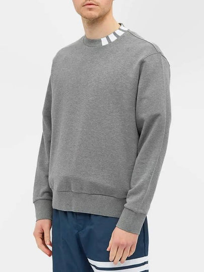 Men's 4 Bar Cotton Interlock Intarsia Mock Neck Sweatshirt Medium Grey - THOM BROWNE - BALAAN 2