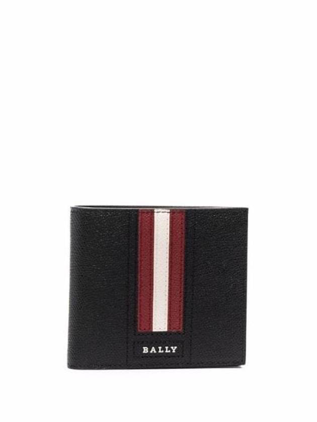 Men’s 3 Stripes Half Wallet Black - BALLY - BALAAN 1