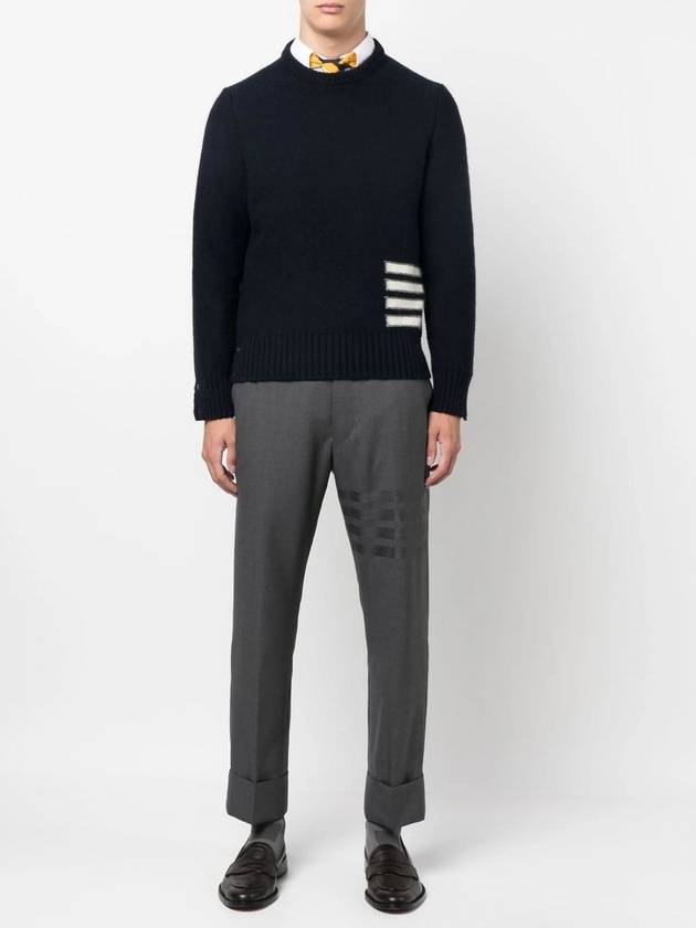 Donegal 4-Bar Striped Crew Neck Wool Knit Top Navy - THOM BROWNE - BALAAN 3