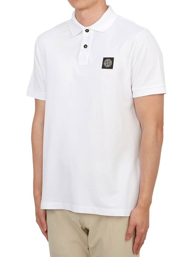 Pique Stretch Cotton Short Sleeve Polo Shirt White - STONE ISLAND - BALAAN 3