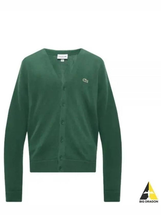 Relaxed Fit Button Wool Cardigan Green - LACOSTE - BALAAN 2