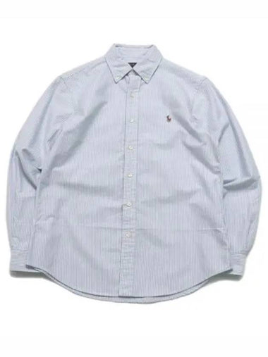 Men's Embroidered Pony Logo Oxford Long Sleeve Shirt Stripes Blue - POLO RALPH LAUREN - BALAAN 1