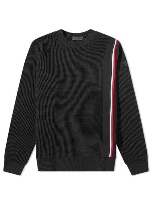 Tricolor Crew Neck Knit Top Black - MONCLER - BALAAN 2