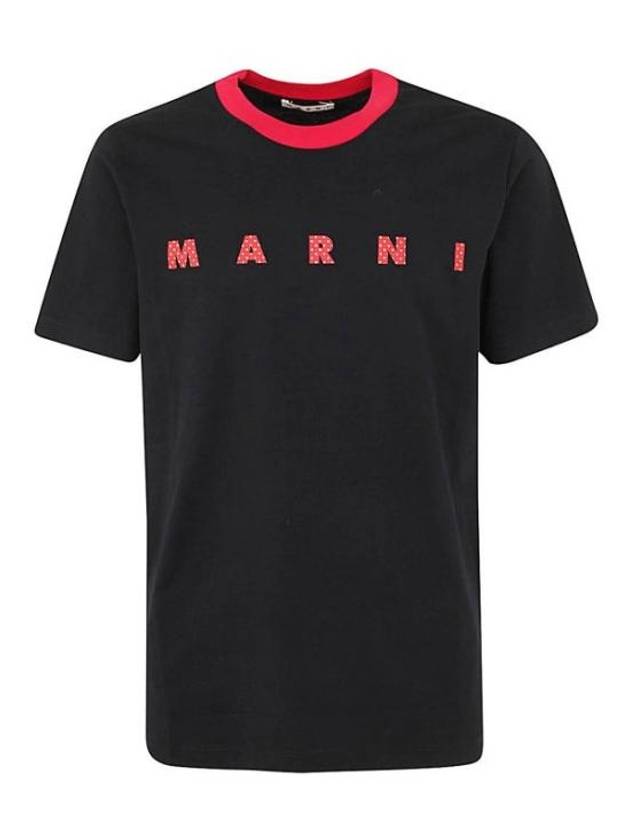 Logo Print Cotton Short Sleeve T-Shirt Black - MARNI - BALAAN 2