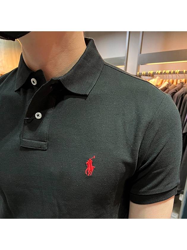 Men's Pony Slim Fit Short Sleeve Polo Shirt Black - POLO RALPH LAUREN - BALAAN 7