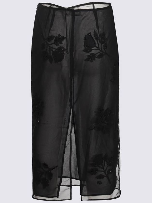 Blumarine Black Nylon Rose Skirt - BLUMARINE - BALAAN 2