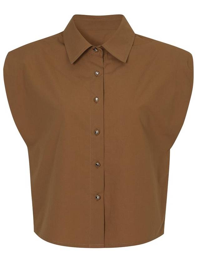 Cotton Crop Sleeveless Shirt Brown - CALLAITE - BALAAN 1