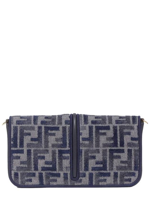 Graphy Chain Leather Long Wallet Dark Blue - FENDI - BALAAN 4