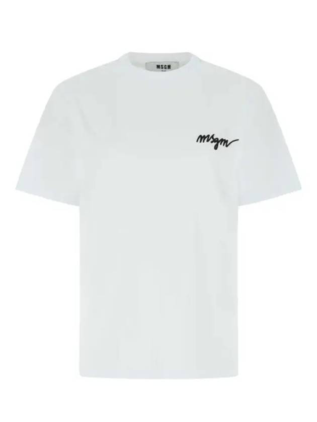 Embroidery Logo Crew Neck Short Sleeve T-Shirt White - MSGM - BALAAN 2