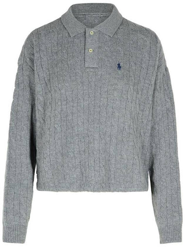 Polo Ralph Lauren Grey Cashmere Blend Polo Shirt - POLO RALPH LAUREN - BALAAN 1