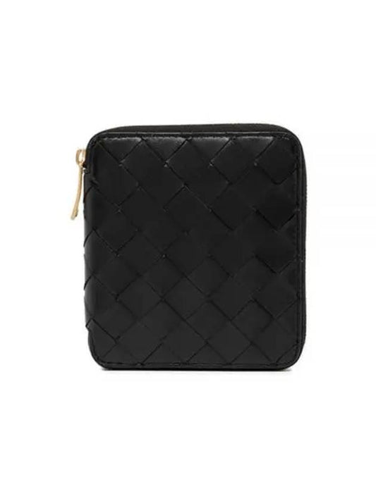 Intrecciato Zipper Around Half Wallet Black - BOTTEGA VENETA - BALAAN 2