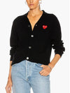 V neck red heart emblem wool cardigan black AX N008 - COMME DES GARCONS PLAY - BALAAN 3