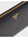 Saffiano Leather Zipper Long Wallet Black - PRADA - BALAAN 6