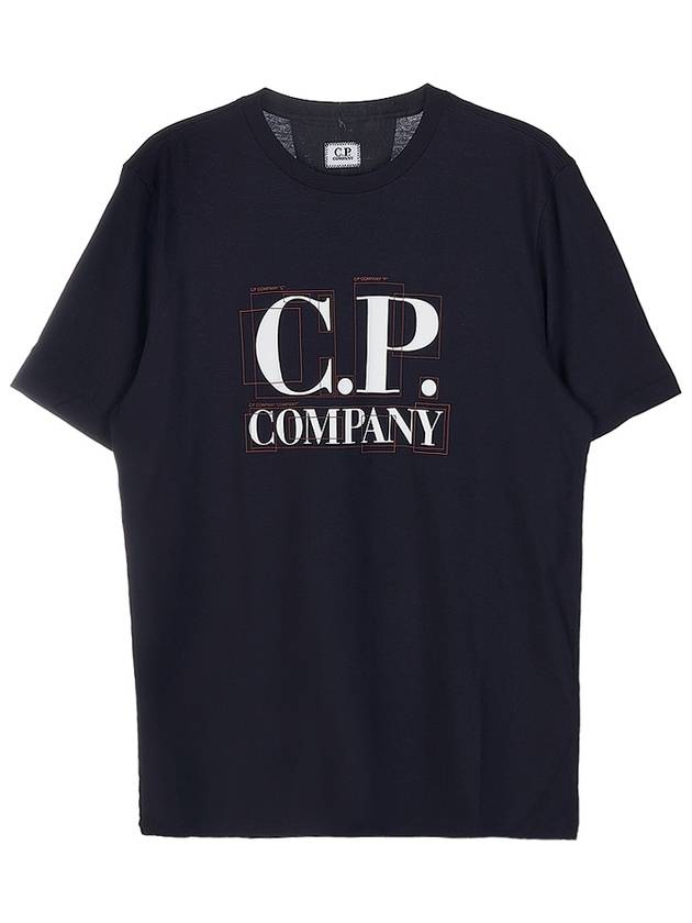 Graphic Logo Print Short Sleeve T-Shirt Navy - CP COMPANY - BALAAN 10