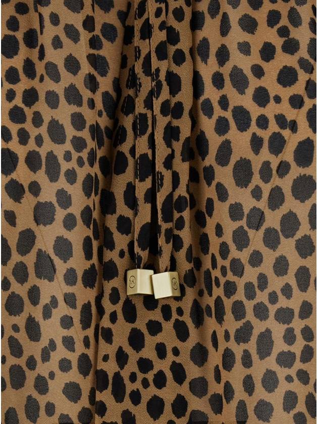 Brown Blouse With All-Over Leopard Print In Tech Fabric Blend Woman - MICHAEL KORS - BALAAN 3