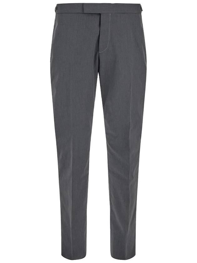 Men's Three-Stripe Tab Tailored Low Rise Straight Pants Grey - THOM BROWNE - BALAAN.