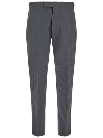 Men's Three-Stripe Tab Tailored Low Rise Straight Pants Grey - THOM BROWNE - BALAAN.