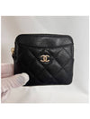 Gold Zipper Classic Grained Calfskin Card Holder Black - CHANEL - BALAAN 4