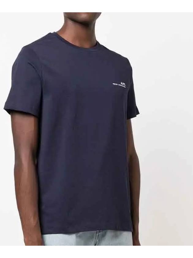 Men's Item Logo Cotton Short Sleeve T-Shirt Navy - A.P.C. - BALAAN 4