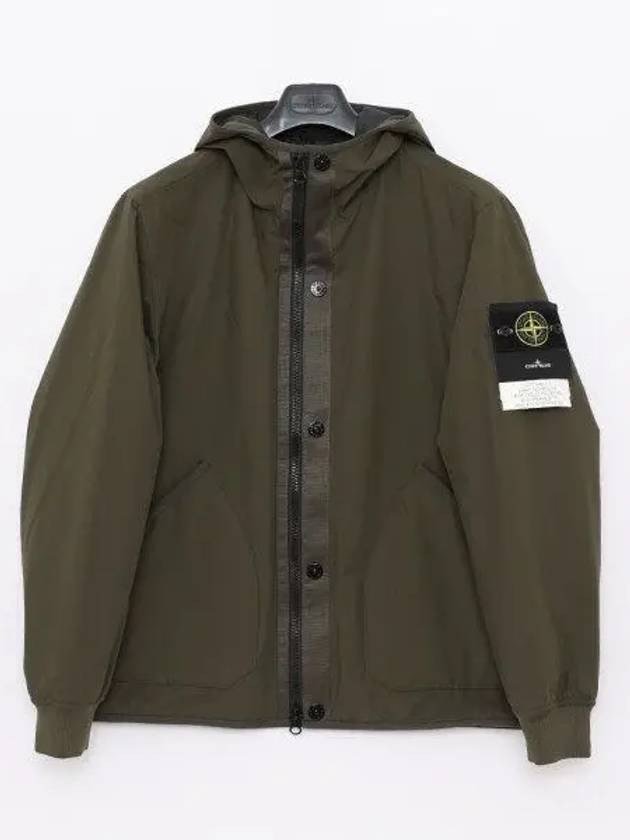 Soft Shell-R E.Dye Pure Insulation Technology Recycled Polyester Primaloft Hooded Jacket Olive Green - STONE ISLAND - BALAAN 2